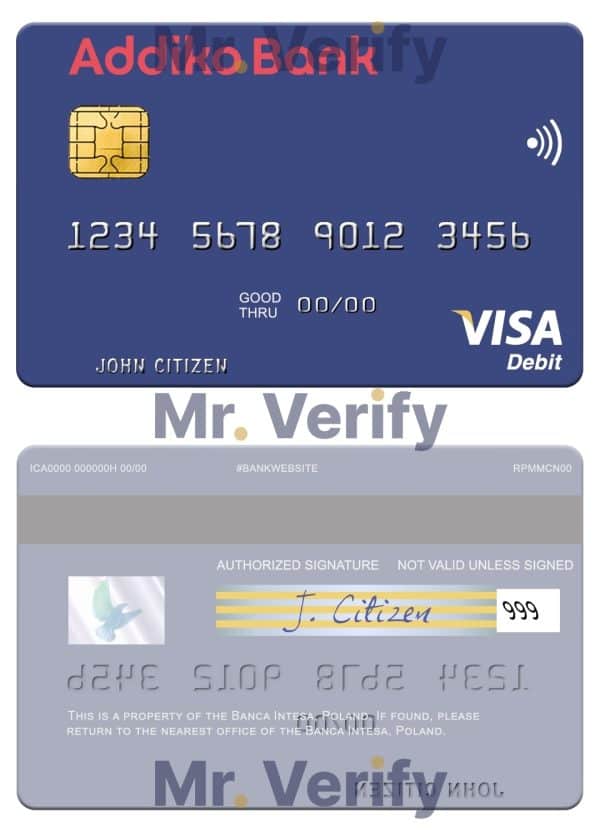Slovenia Addiko Bank visa debit card Fillable Slovenia Addiko Bank visa debit card Templates