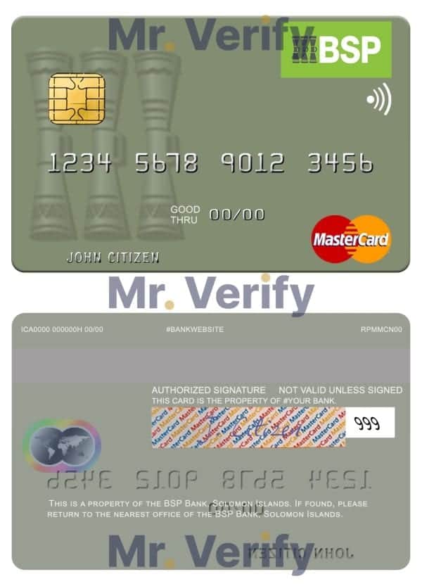 Solomon Islands BSP Bank mastercard credit card Fillable Solomon Islands BSP Bank mastercard credit card Templates