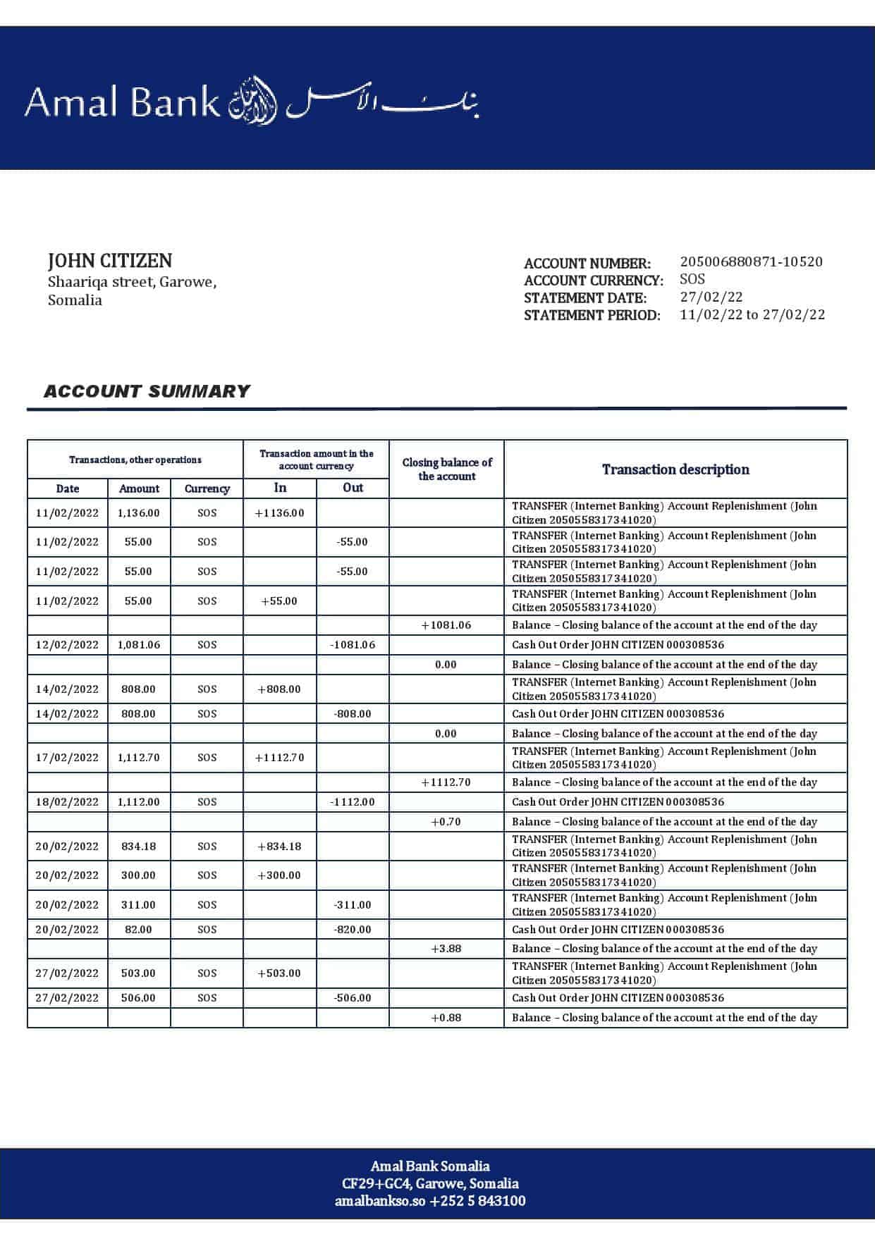 Somalia-Amal-bank-statement-template-in-Word-and-PDF-format.jpg Somalia Amal bank statement template in Word and PDF format