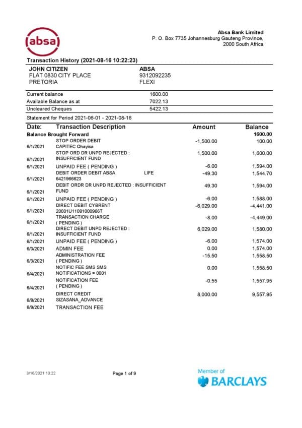 South-Africa-ABSA-bank-statement-easy-to-fill-template-in-Excel-and-PDF-format-9-pages-1.jpg South Africa ABSA bank statement easy to fill template in Excel and PDF format (9 pages)