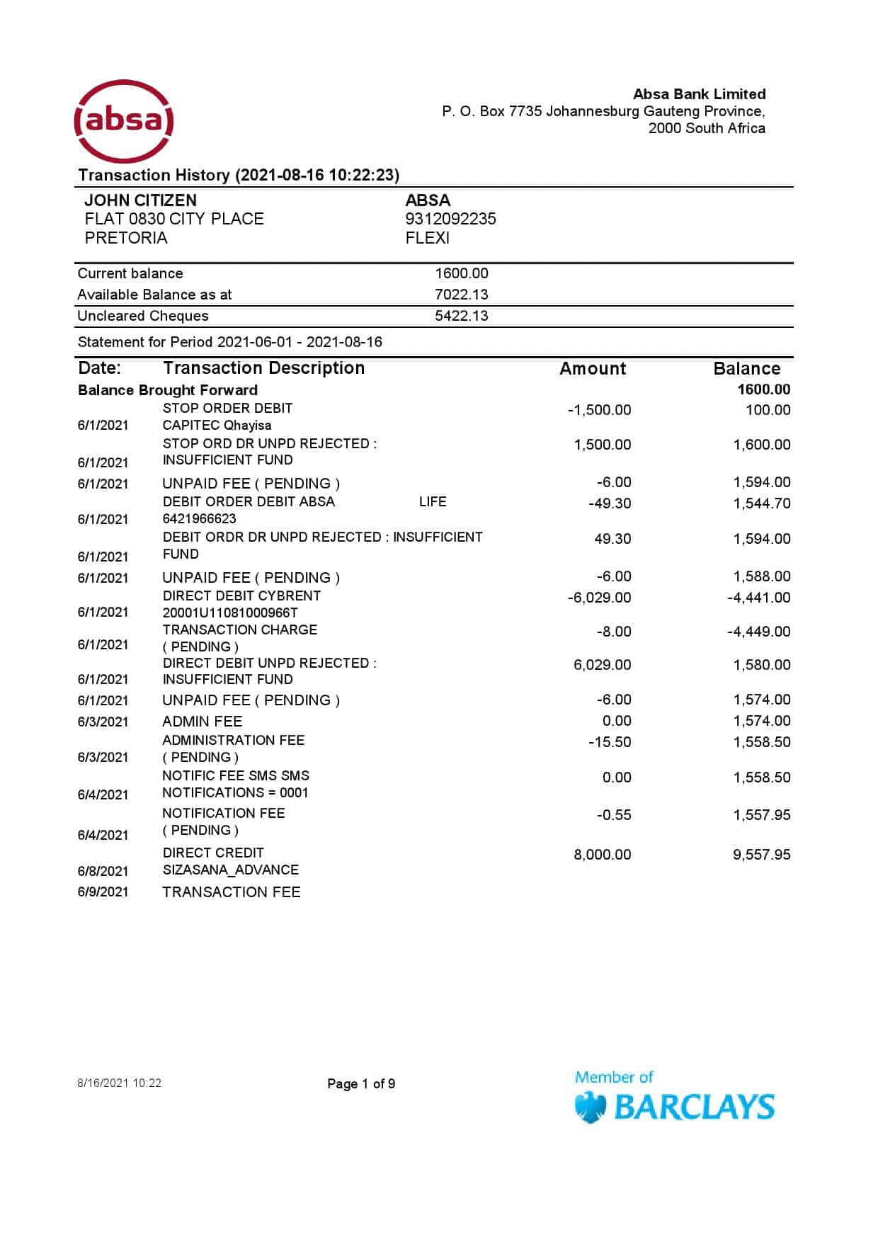 South-Africa-ABSA-bank-statement-easy-to-fill-template-in-Excel-and-PDF-format-9-pages-1.jpg South Africa ABSA bank statement easy to fill template in Excel and PDF format (9 pages)