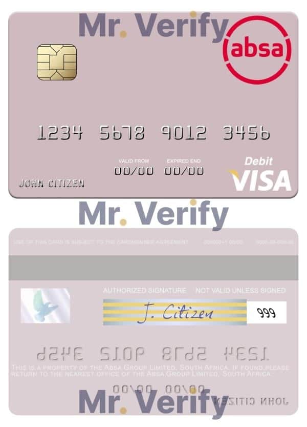 South Africa Absa Group Limited visa debit credit card Fillable South Africa Absa Group Limited visa debit credit card Templates