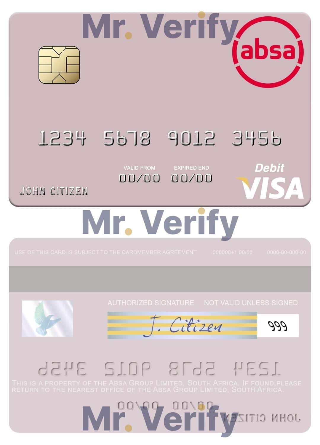 South Africa Absa Group Limited visa debit credit card Fillable South Africa Absa Group Limited visa debit credit card Templates