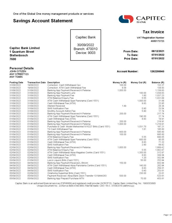 South-Africa-Capitec-bank-savings-account-statement-template-in-Word-and-PDF-format.jpg South Africa Capitec bank savings account statement template in Word and PDF format