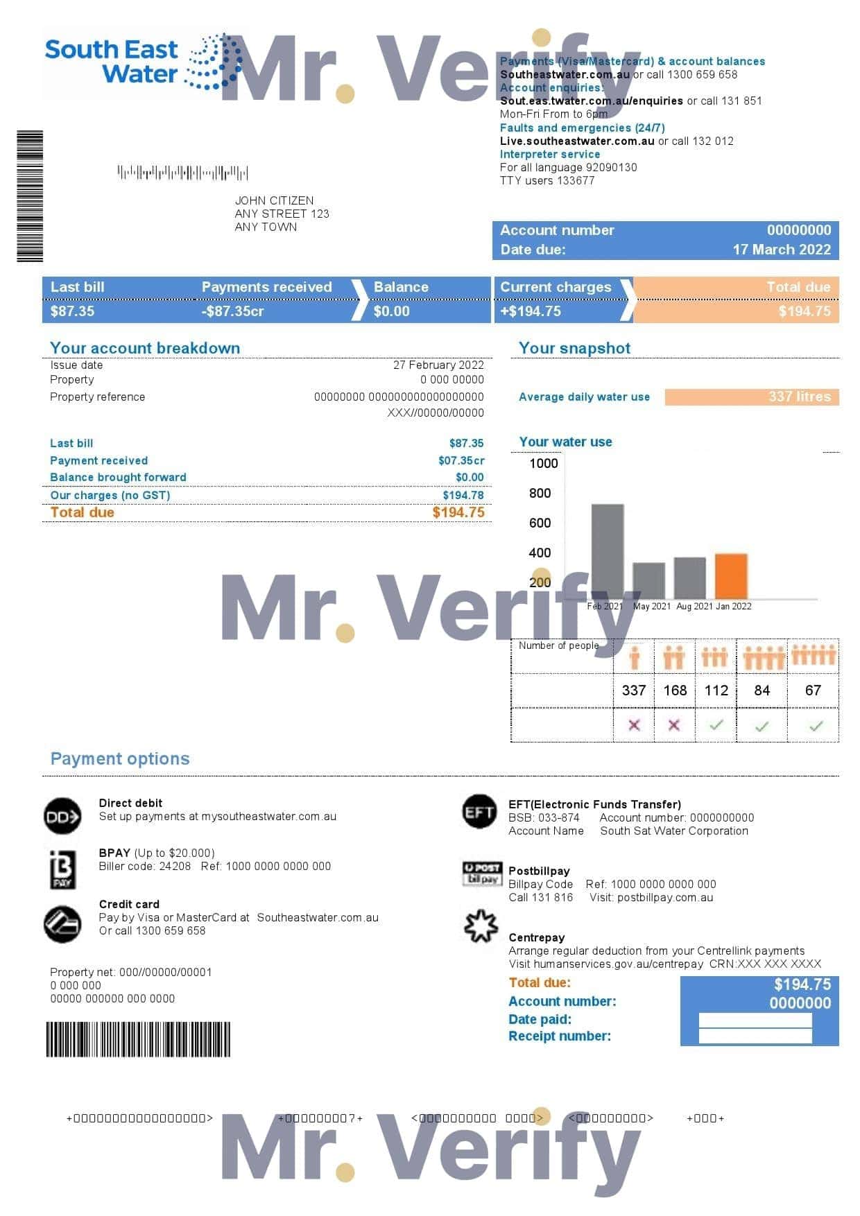 South-East-Water.jpg Australia South East Water utility bill template in Word and PDF format