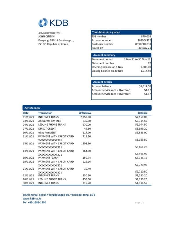 South-Korea-KDB-bank-statement-easy-to-fill-template-in-Excel-and-PDF-format.jpg South Korea KDB bank statement easy to fill template in Excel and PDF format