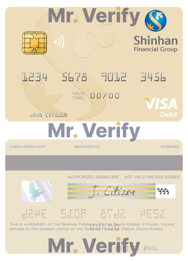 South Korea Shinhan Financial Group visa debit card Editable South Korea Shinhan Financial Group visa debit card Templates in PSD Format