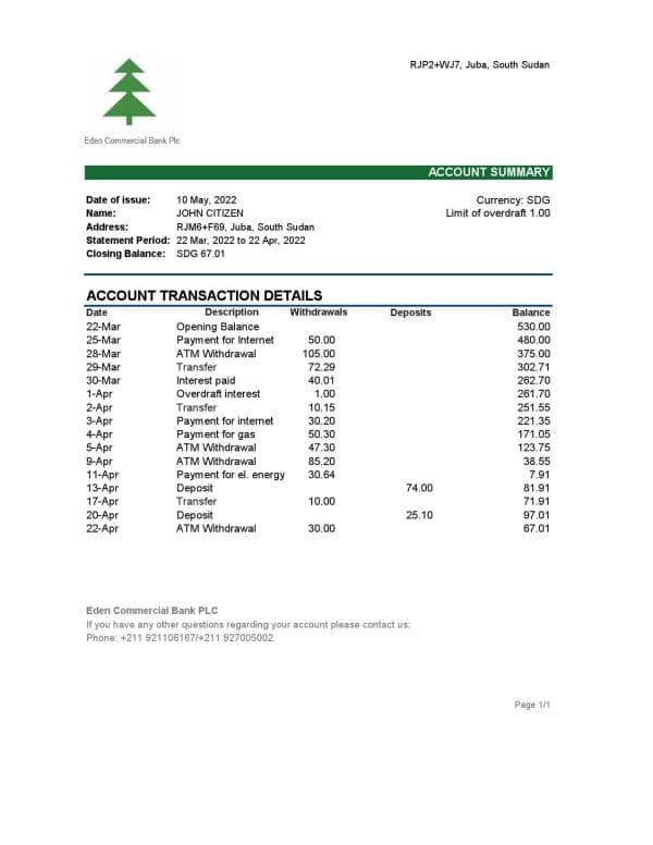 South-Sudan-Eden-Commercial-Bank-statement-Excel-and-PDF-template.jpg South Sudan Eden Commercial Bank statement, Excel and PDF template