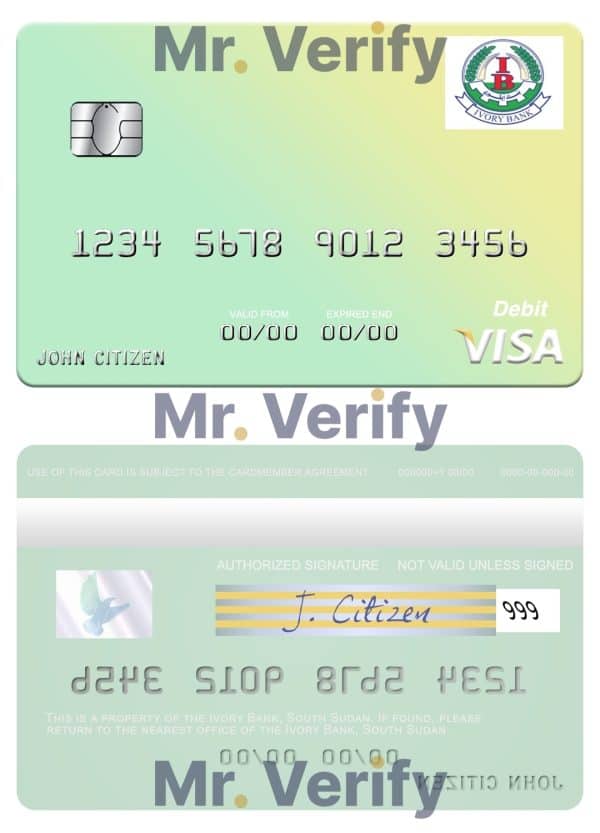 South Sudan Ivory Bank visa debit card Editable South Sudan Ivory Bank visa debit card Templates in PSD Format