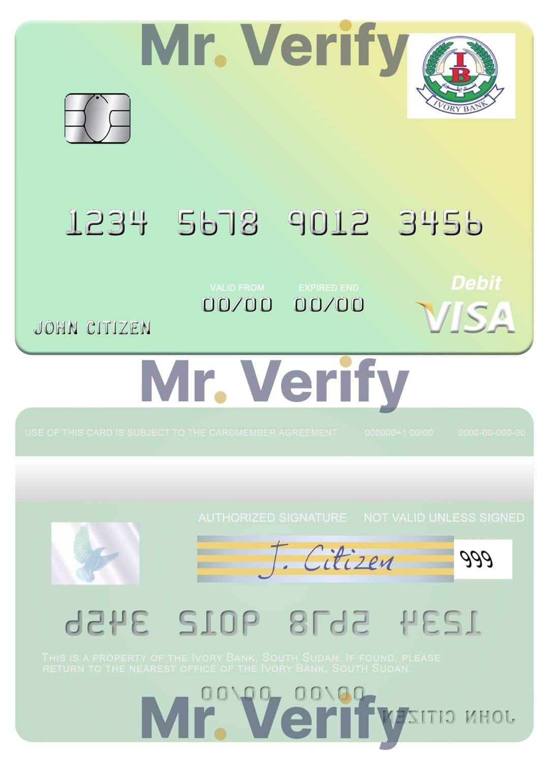 South Sudan Ivory Bank visa debit card Editable South Sudan Ivory Bank visa debit card Templates in PSD Format