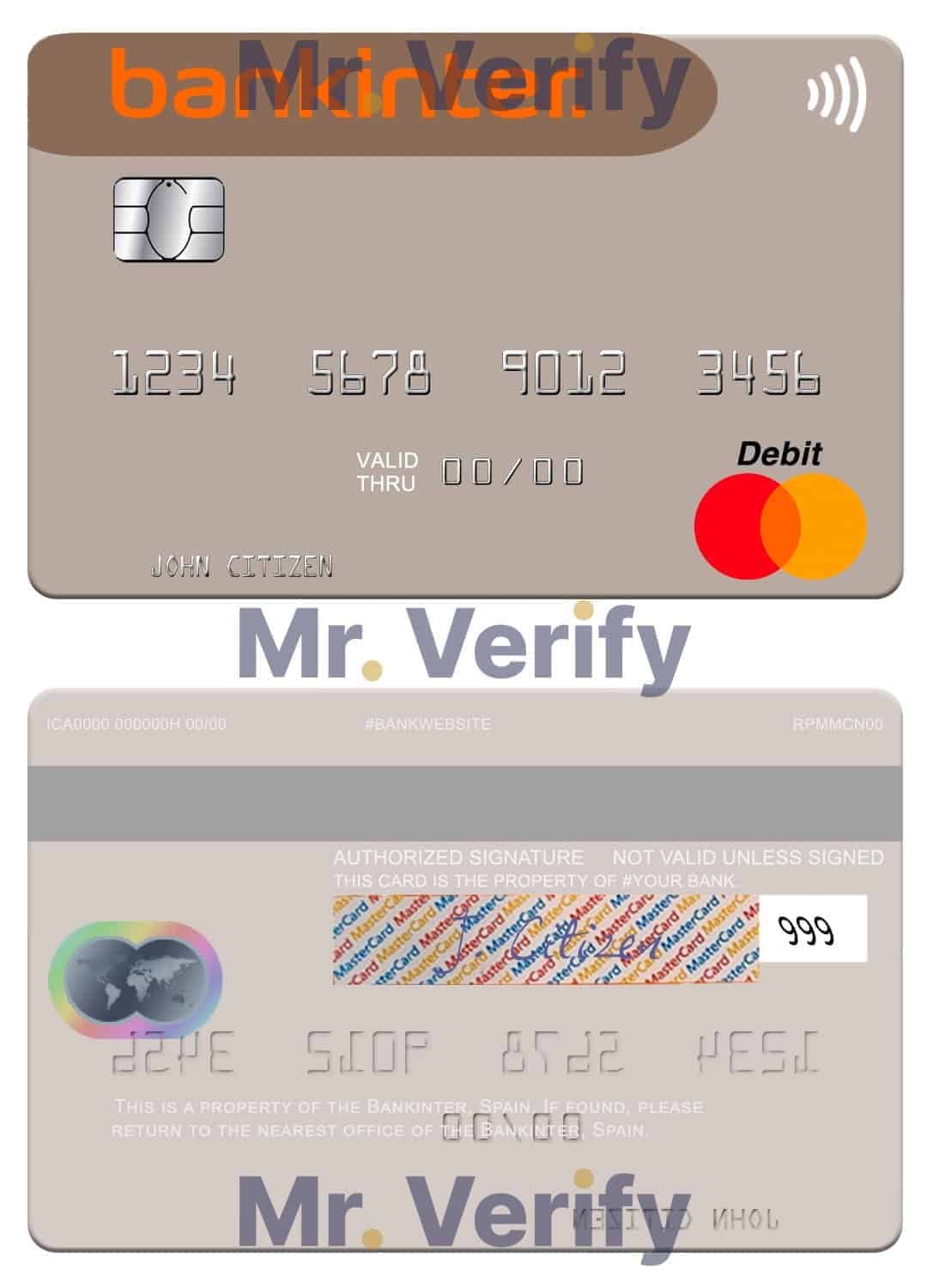 Spain Bankinter bank mastercard credit card Editable Spain Bankinter bank mastercard credit card Templates in PSD Format