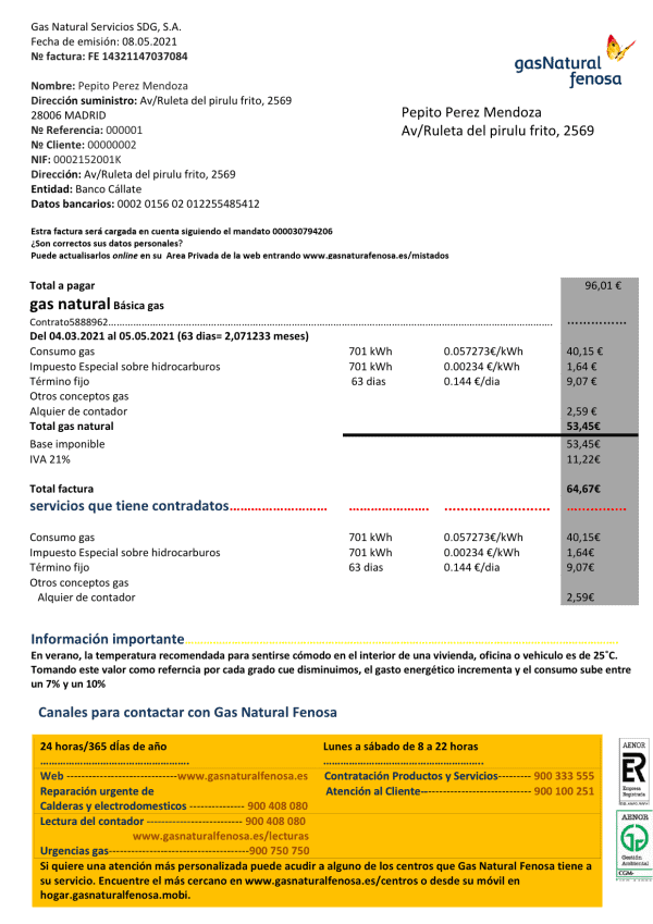 Spain-GasNatural.png Spain gasNatural fenosa utility bill template in Word and PDF format