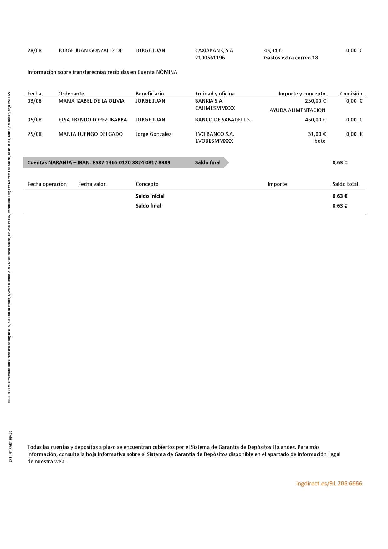 Spain-ING-Direct_000003.jpg Spain ING Direct bank statement template in Word and PDF format, 3 pages - Image 3