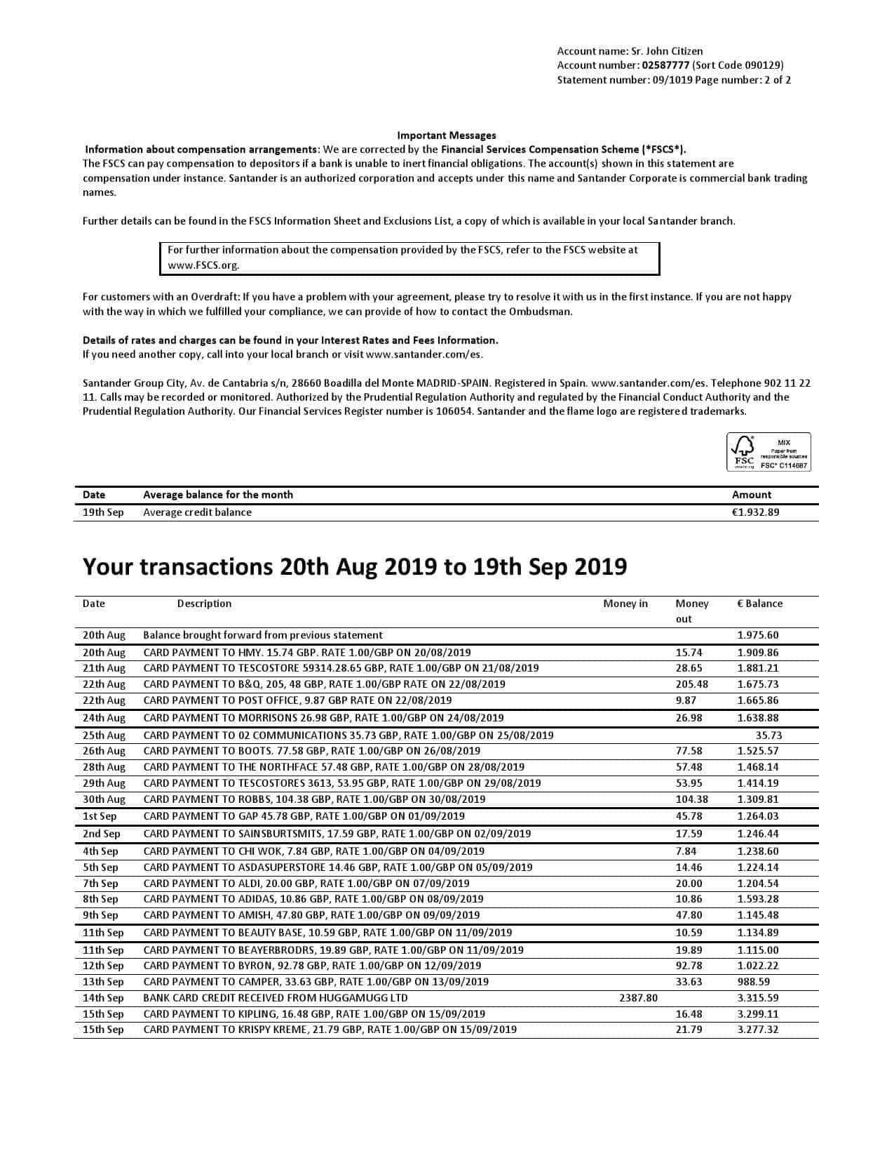 Spain-Santander-credit-card-statement-template-Word-and-PDF-format-.doc-and-.pdf-2-pages-2.jpg Spain Santander credit card statement template, Word and PDF format (.doc and .pdf), 2 pages - Image 2
