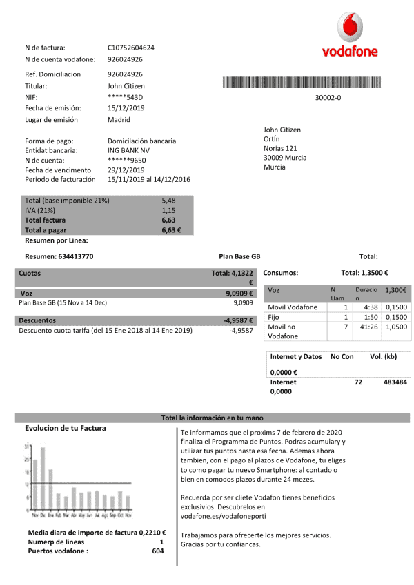 Spain-Vodafone-telecommunications-utility.png Spain Vodafone telecommunications utility bill template in Word and PDF format