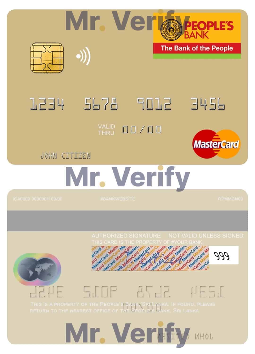 Sri Lanka People’s Bank mastercard credit card Editable Sri Lanka People’s Bank mastercard credit card Templates in PSD Format
