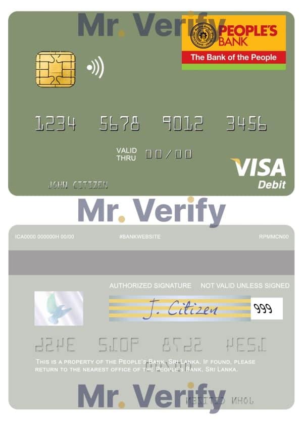 Sri Lanka People’s Bank visa debit card Fillable Sri Lanka People’s Bank visa debit card Templates