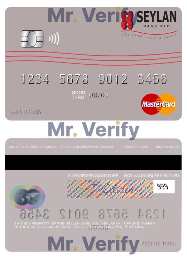 Sri Lanka Seylan Bank Plc mastercard Editable Sri Lanka Seylan Bank Plc mastercard Templates in PSD Format