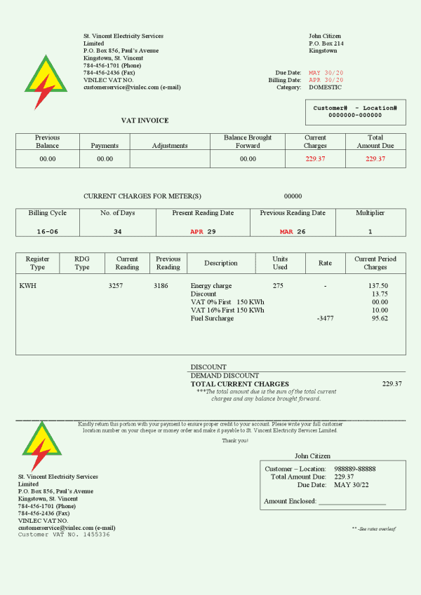 St-Vincent-Electricity-Services.png Saint Vincent and the Grenadines St. Vincent Electricity Services Limited utility bill Word and PDF template