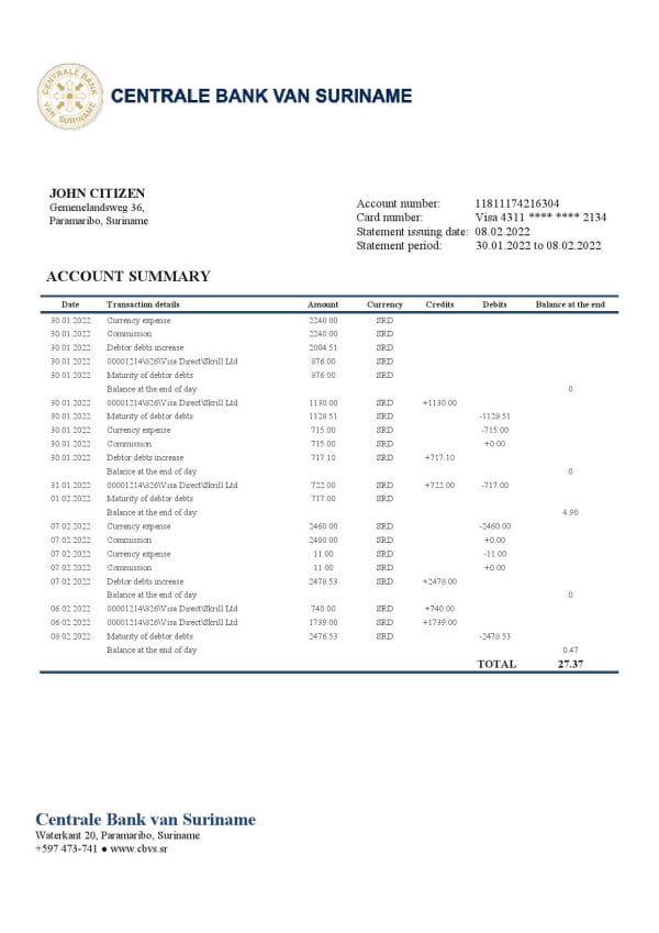 Suriname-Centrale-Bank-Van-Suriname-bank-statement-template-in-Word-and-PDF-format.jpg Suriname Centrale Bank Van Suriname bank statement template in Word and PDF format