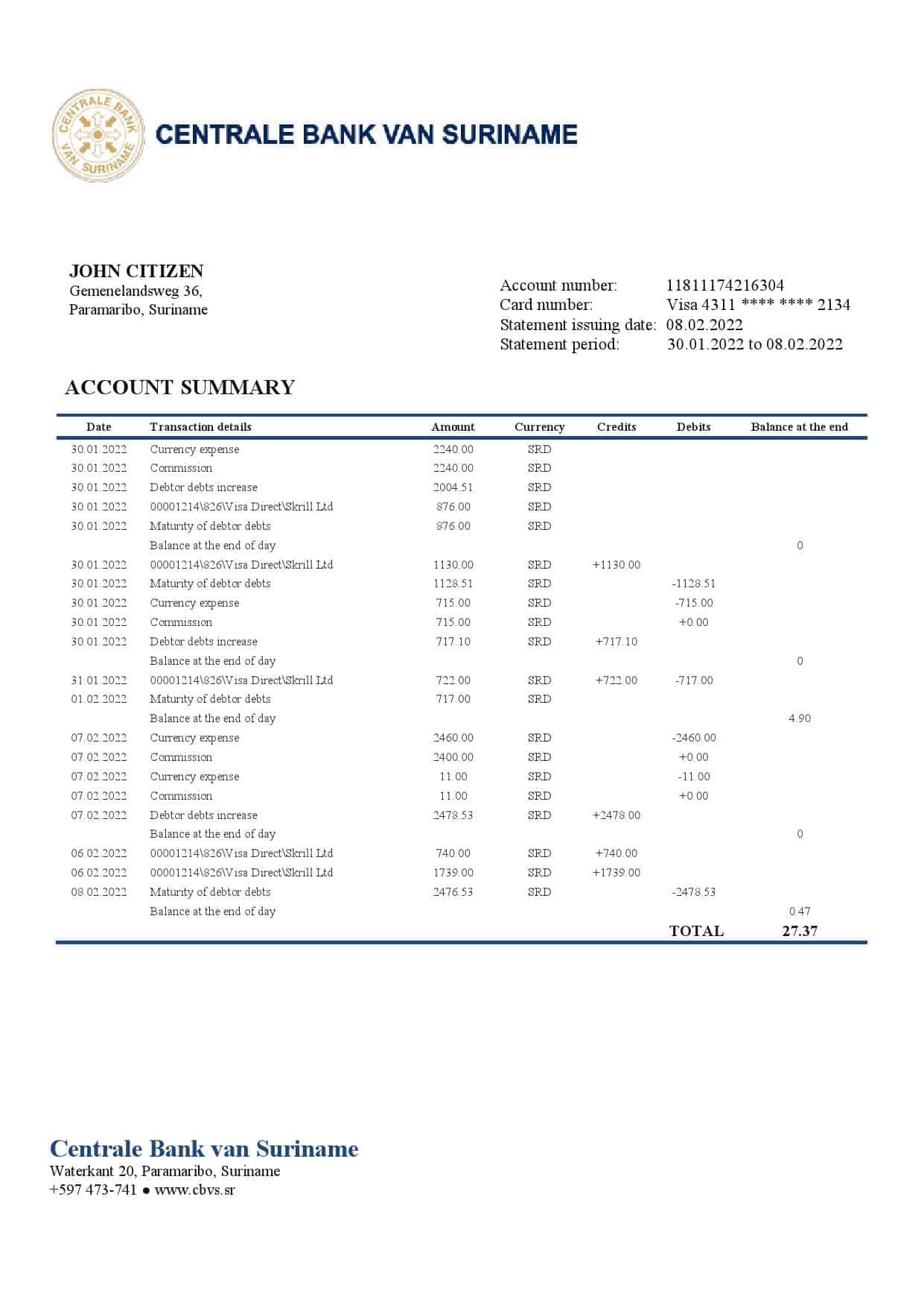 Suriname-Centrale-Bank-Van-Suriname-bank-statement-template-in-Word-and-PDF-format.jpg Suriname Centrale Bank Van Suriname bank statement template in Word and PDF format