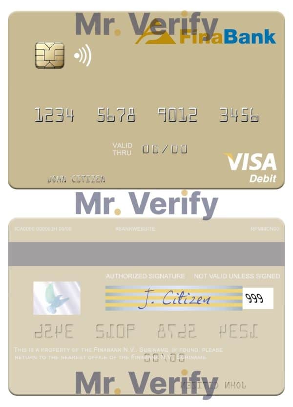 Fillable Suriname Finabank N.V. visa debit card Templates