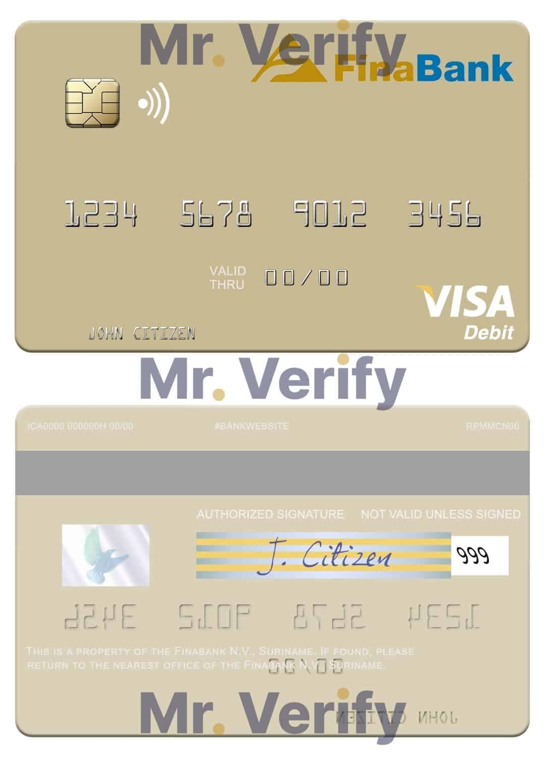 Suriname Finabank N.V. visa debit card Fillable Suriname Finabank N.V. visa debit card Templates
