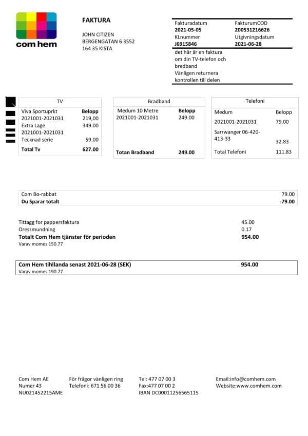 Sweden-Com-Hem-utility-bill.jpg Sweden Com Hem utility bill template in Word and PDF format