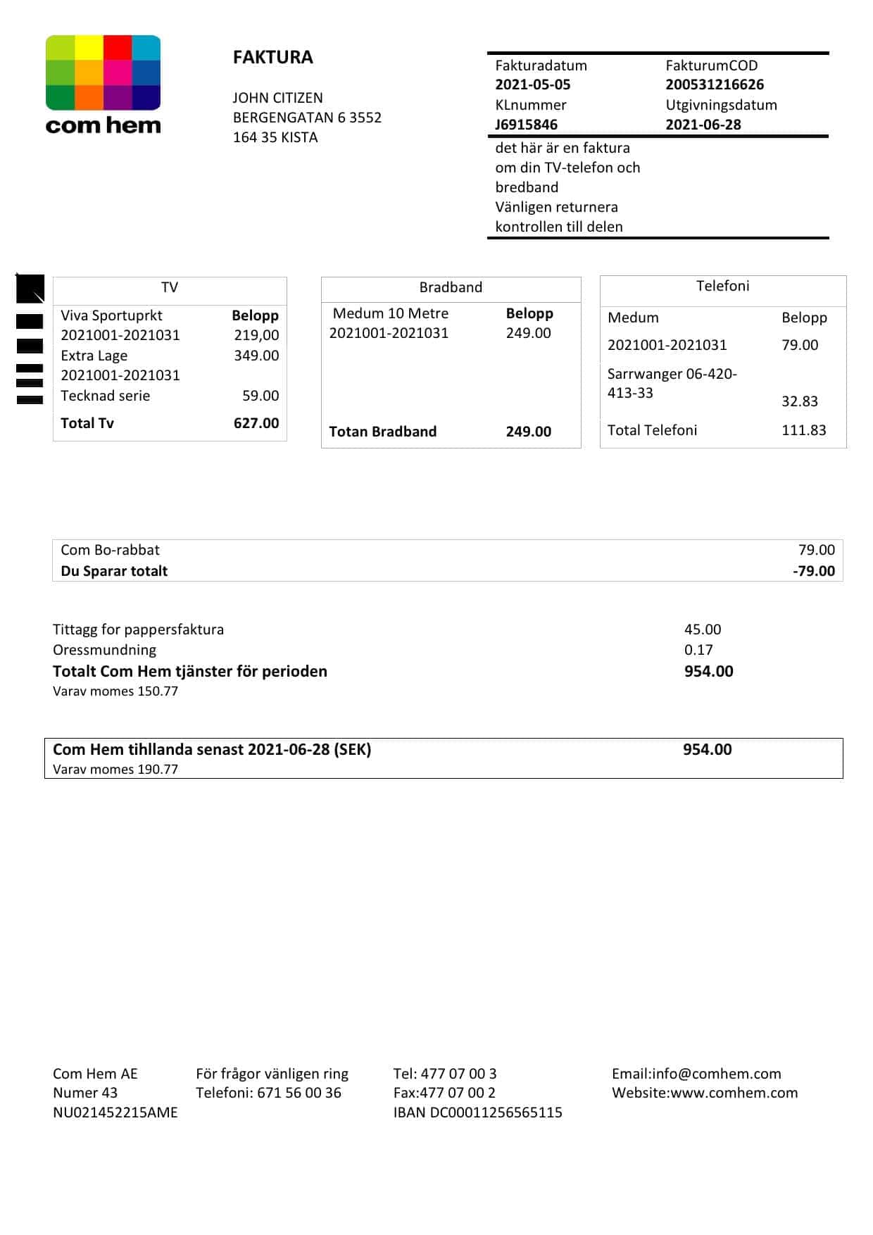 Sweden-Com-Hem-utility-bill.jpg Sweden Com Hem utility bill template in Word and PDF format