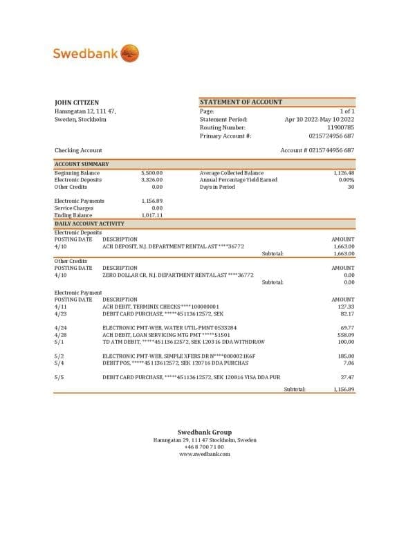 Sweden-Swedbank-bank-statement-Excel-and-PDF-template.jpg Sweden Swedbank bank statement, Excel and PDF template