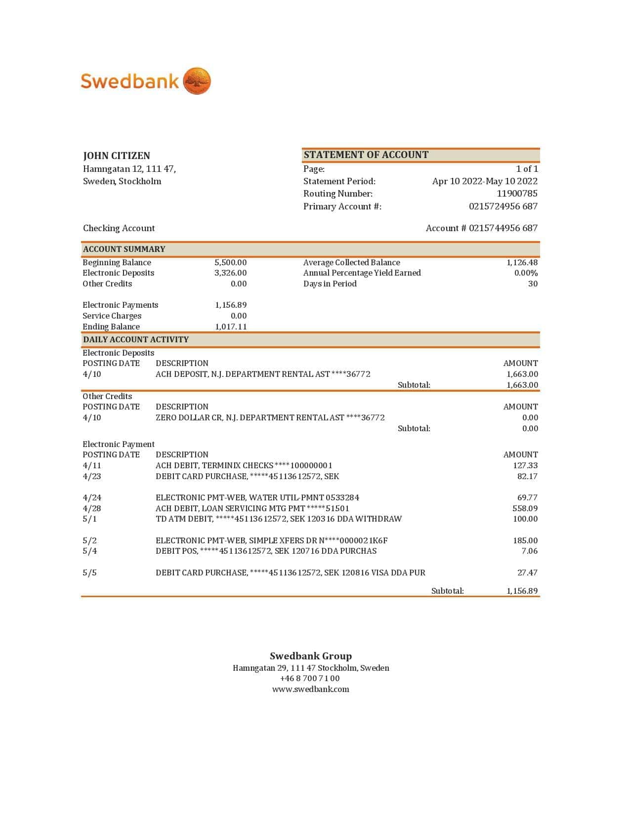 Sweden-Swedbank-bank-statement-Excel-and-PDF-template.jpg Sweden Swedbank bank statement, Excel and PDF template