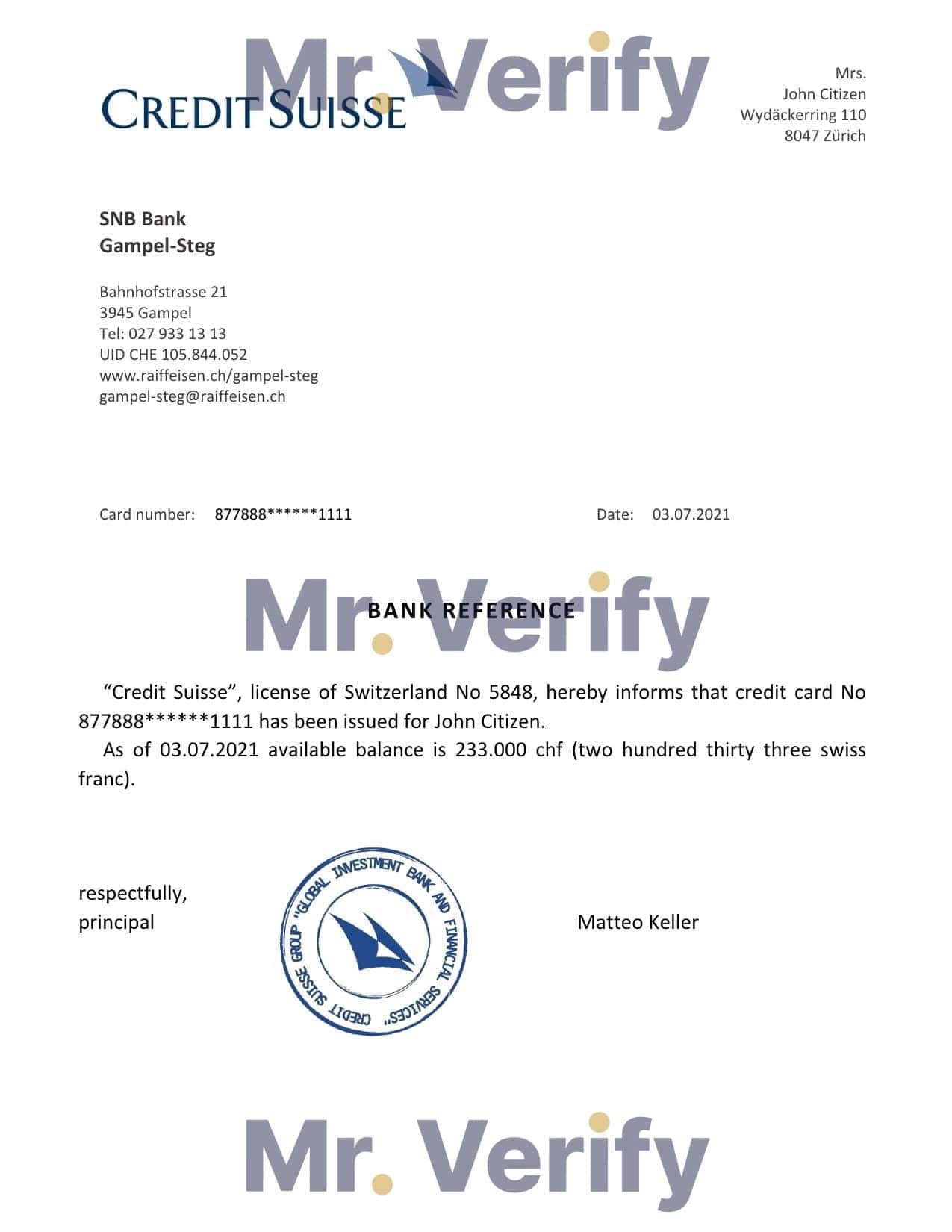Switzerland Credit Suisse bank reference letter template in Word and PDF format Switzerland Credit Suisse bank reference letter template in Word and PDF format