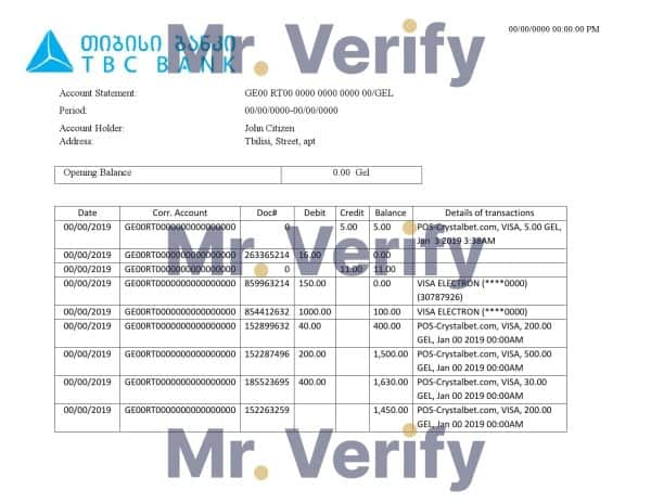 TBC-bank.jpg Georgia TBC bank proof of address statement template in Word and PDF format, fully editable