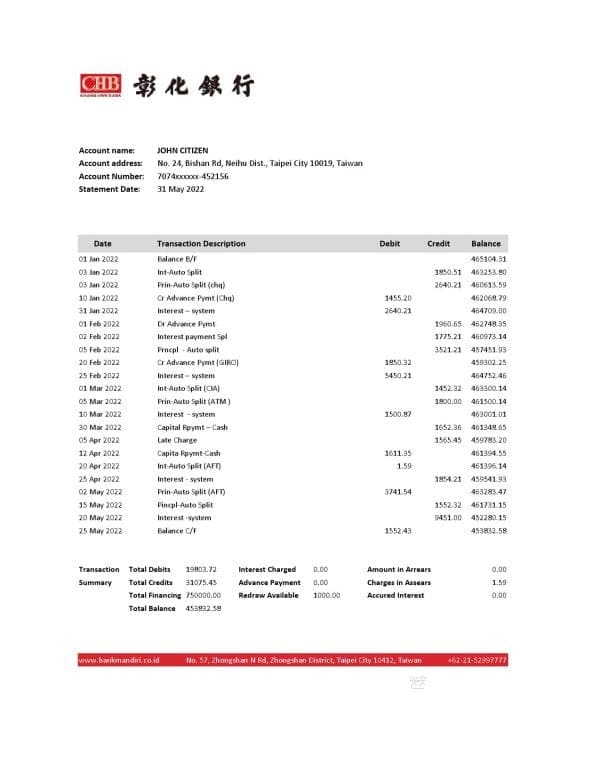 Taiwan-Chang-Hwa-Bank-statement-Excel-and-PDF-template.jpg Taiwan Chang Hwa Bank statement, Excel and PDF template