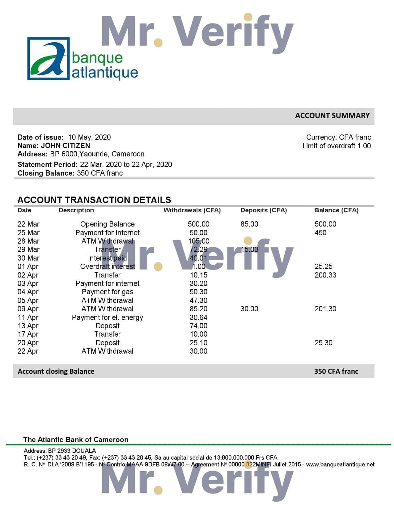 The-Atlantic-Bank-of-Cameroon.jpg Cameroon Atlantic bank statement template in Word and PDF format