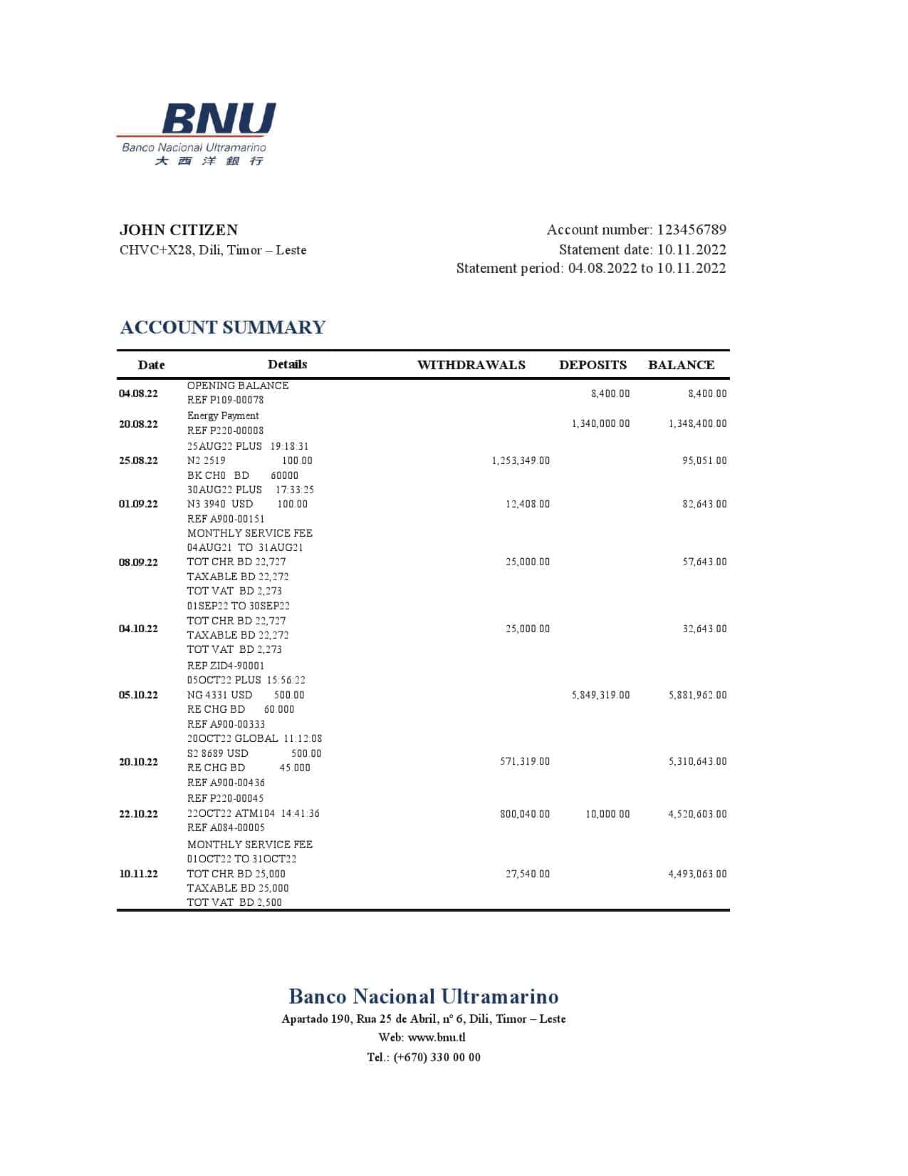 Timor-Leste-BNU-bank-statement-Excel-and-PDF-template.jpg Timor-Leste BNU bank statement, Excel and PDF template