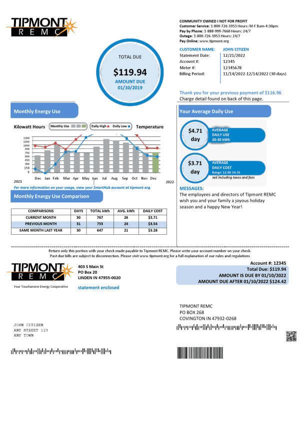 Tipmont.png USA Indiana Tipmont utility bill template in Word and PDF format