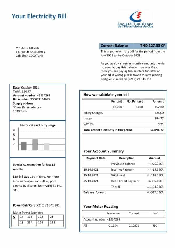 Tunisia-electricity-1.jpg Tunisia electricity proof of address utility bill template in Word and PDF format