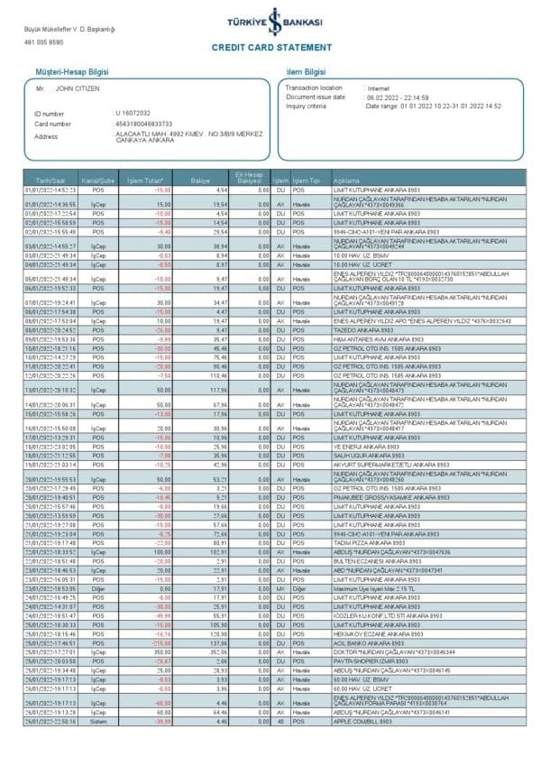 Turkey-bankasi-bank-statement-2-pages_000001.jpg Turkey Bankasi bank statement, Word and PDF template, 2 pages