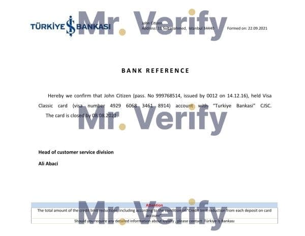 Turkey_Is Bankasi_closure reference Turkey Is Bankasi bank account closure reference letter template in Word and PDF format