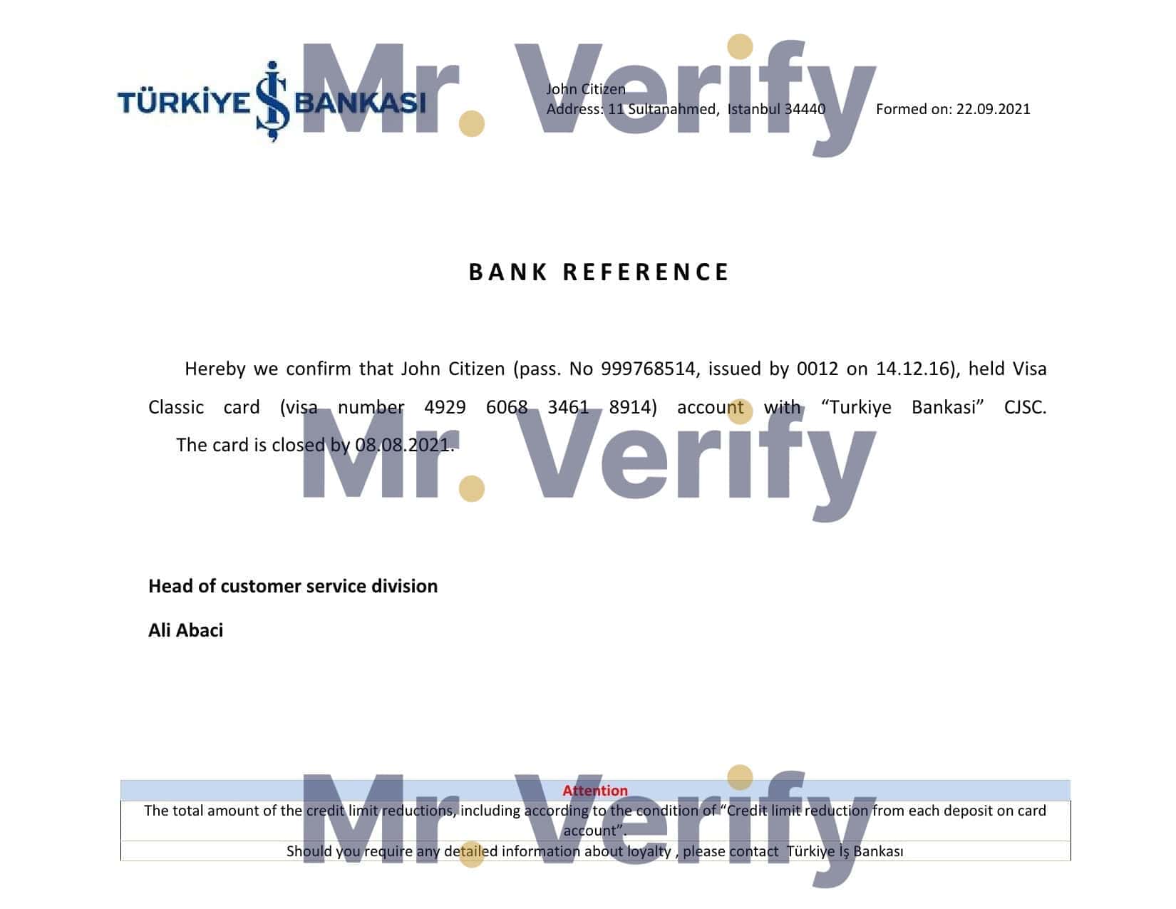 Turkey_Is Bankasi_closure reference Turkey Is Bankasi bank account closure reference letter template in Word and PDF format