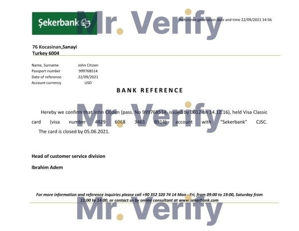Turkey Sekerbank account closure reference letter template in Word and PDF format Turkey Sekerbank account closure reference letter template in Word and PDF format