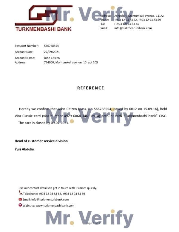 Turkmenistan Turkmenbashi bank account closure reference letter template in Word and PDF formatreference Turkmenistan Turkmenbashi bank account closure reference letter template in Word and PDF format