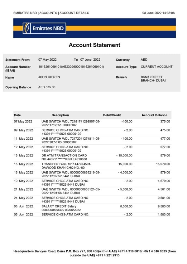 UAE-NBD-bank-statement_000001.jpg UAE Dubai NBD bank statement Word and PDF template, version 2