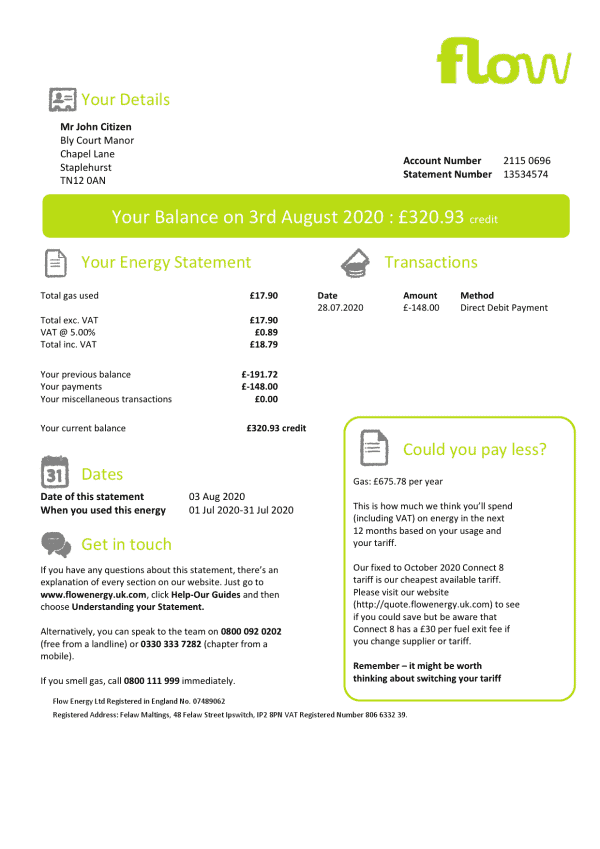 UK-Flow.png United Kingdom Flow Energy utility bill template in Word and PDF format