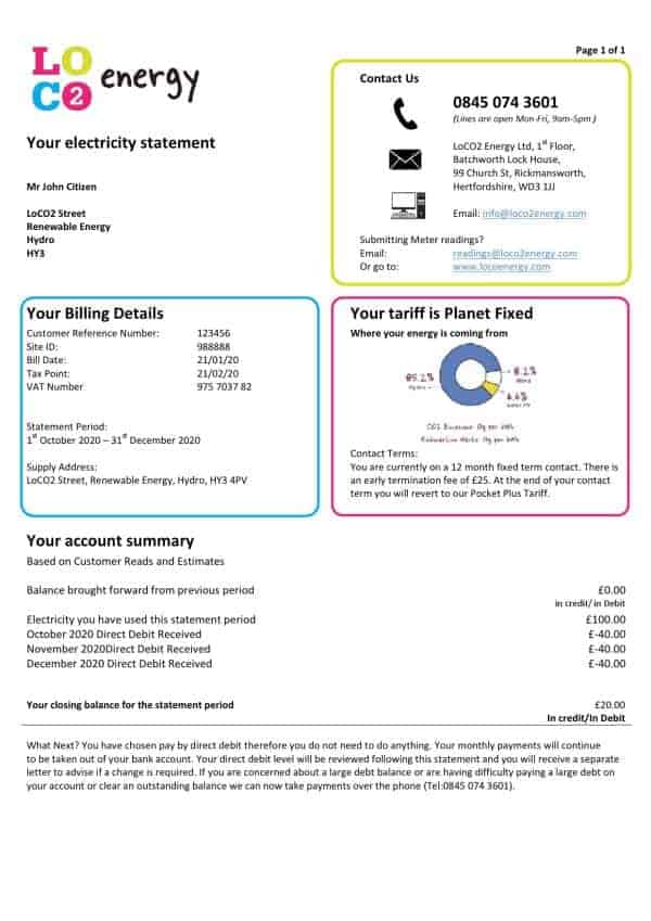 UK-LOCO2-Energy.jpg United Kingdom LoCO2 Energy utility bill template in Word and PDF format