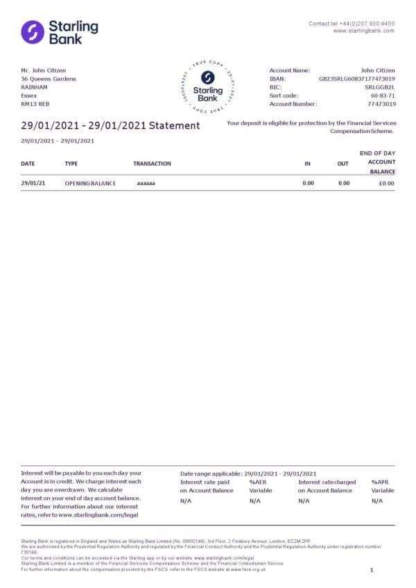 UK-Starling-Bank_000001-1.jpg United Kingdom Starling bank statement template in Word and PDF format, good for address prove