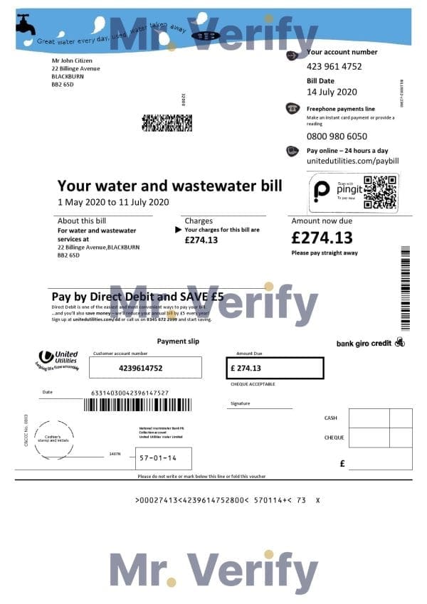 UK-United-Utilities-bill.jpg United Kingdom United Utilities water utility bill template in Word and PDF format