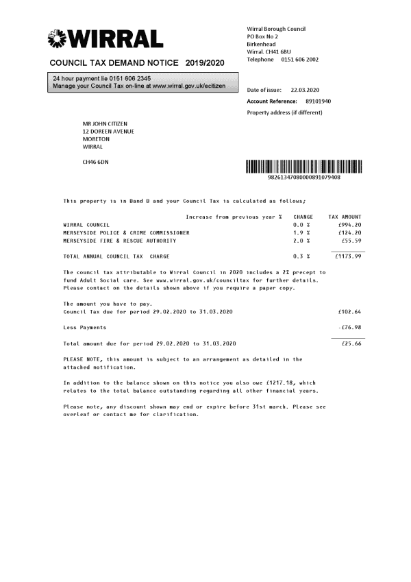 UK-Wirral-council-tax.png United Kingdom Wirral council tax bill template in Word and PDF format
