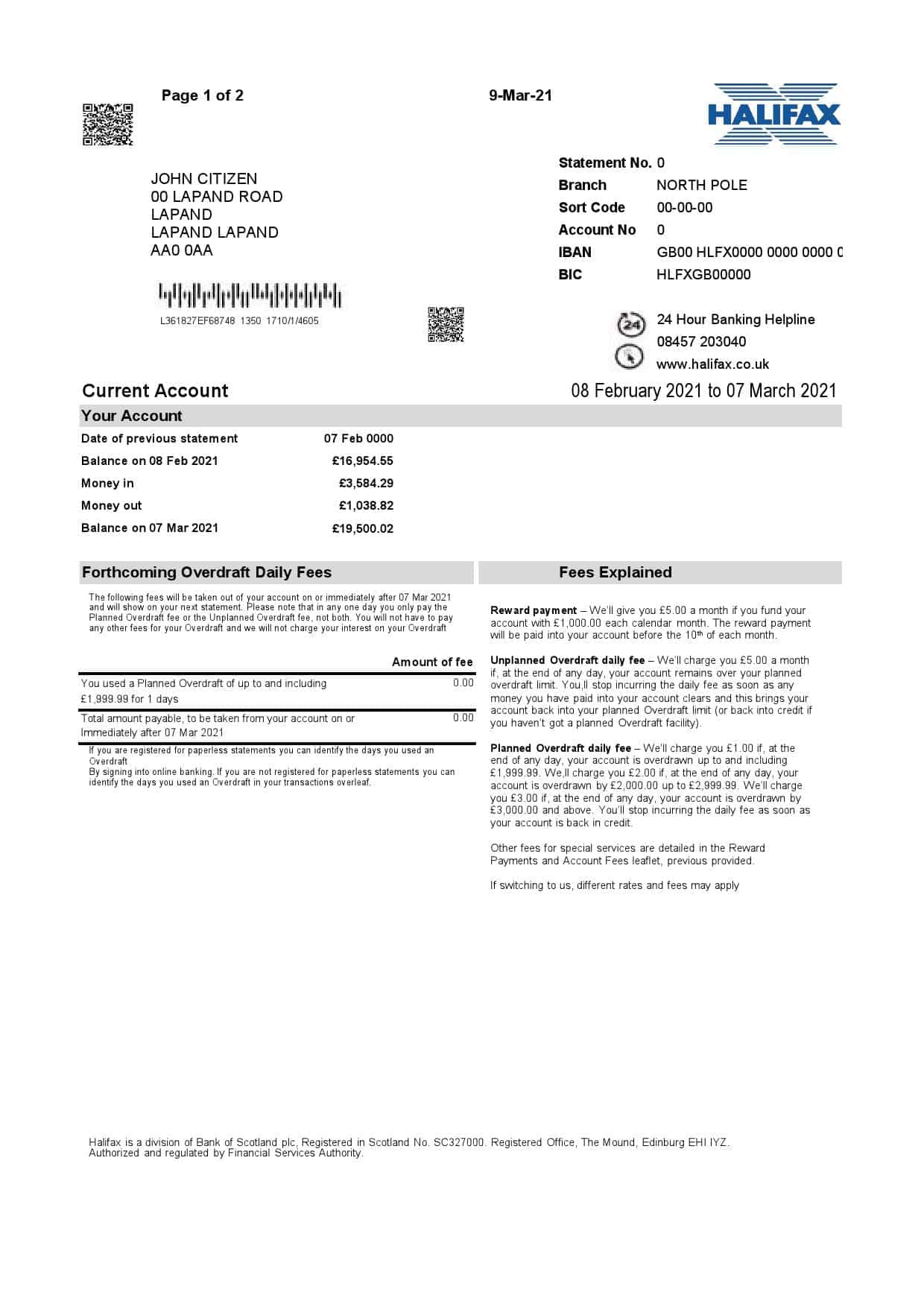 UK-halifax_000001.jpg United Kingdom Halifax Bank Proof of Address Statement Template in Excel and PDF